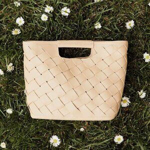 NWT Lulus Dream Weaver Beige Woven Handbag Crossbody Convertible Tote